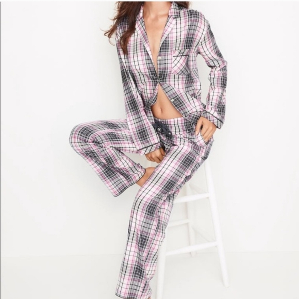 NWT VS flannel PINK pajama set XL